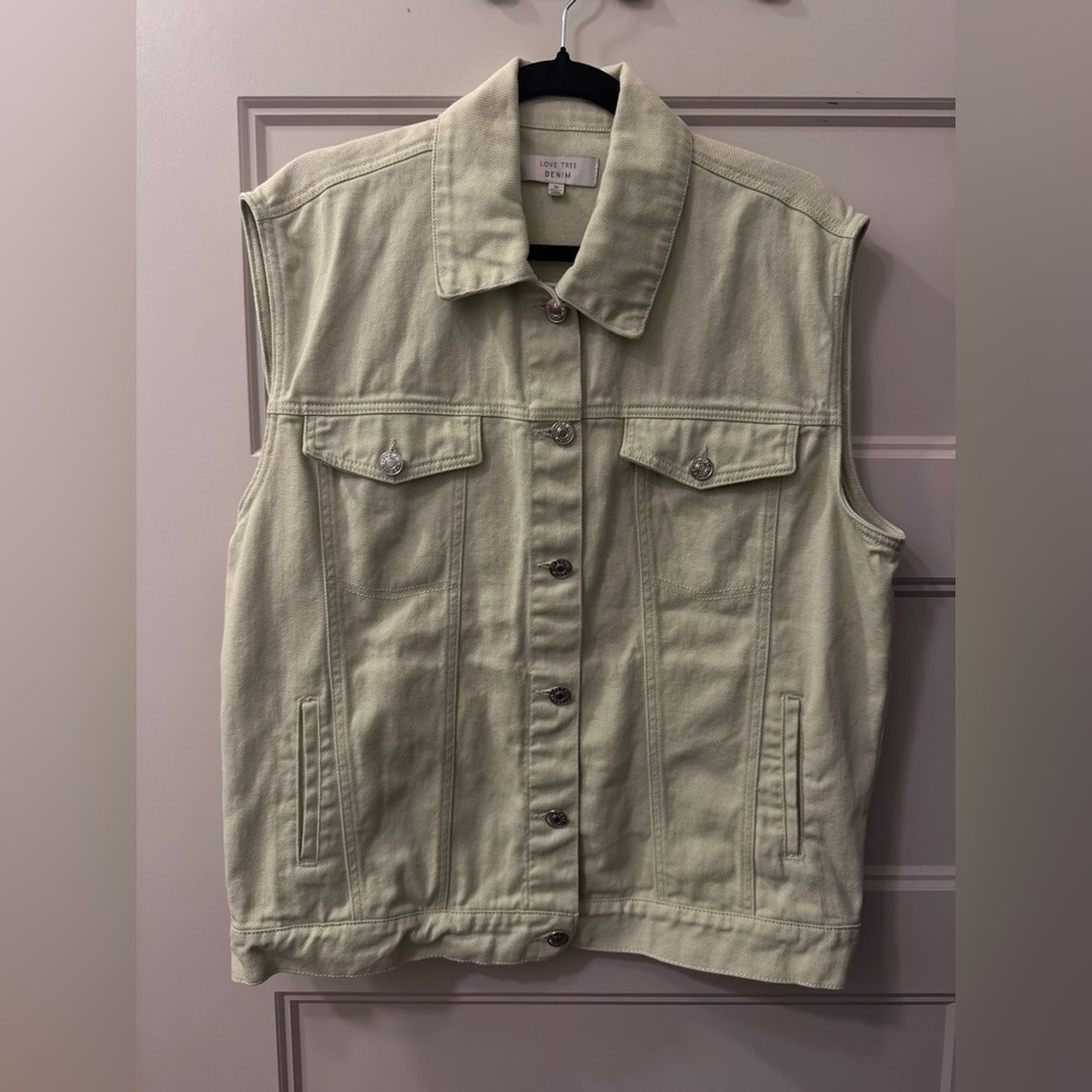 Love Tree Denim Light Green Vest~ Size M